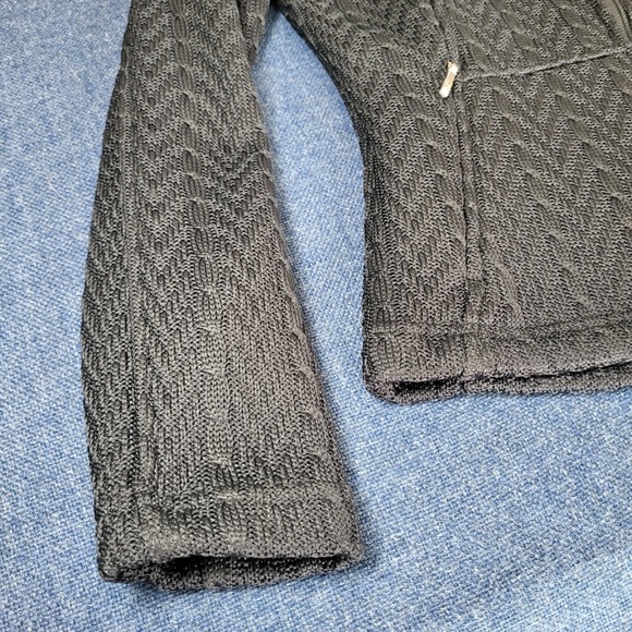 Spyder Women's Black Cable Knit Full Zip Fleece Lined Sweater Jacket Size Medium - Picture 3 of 10